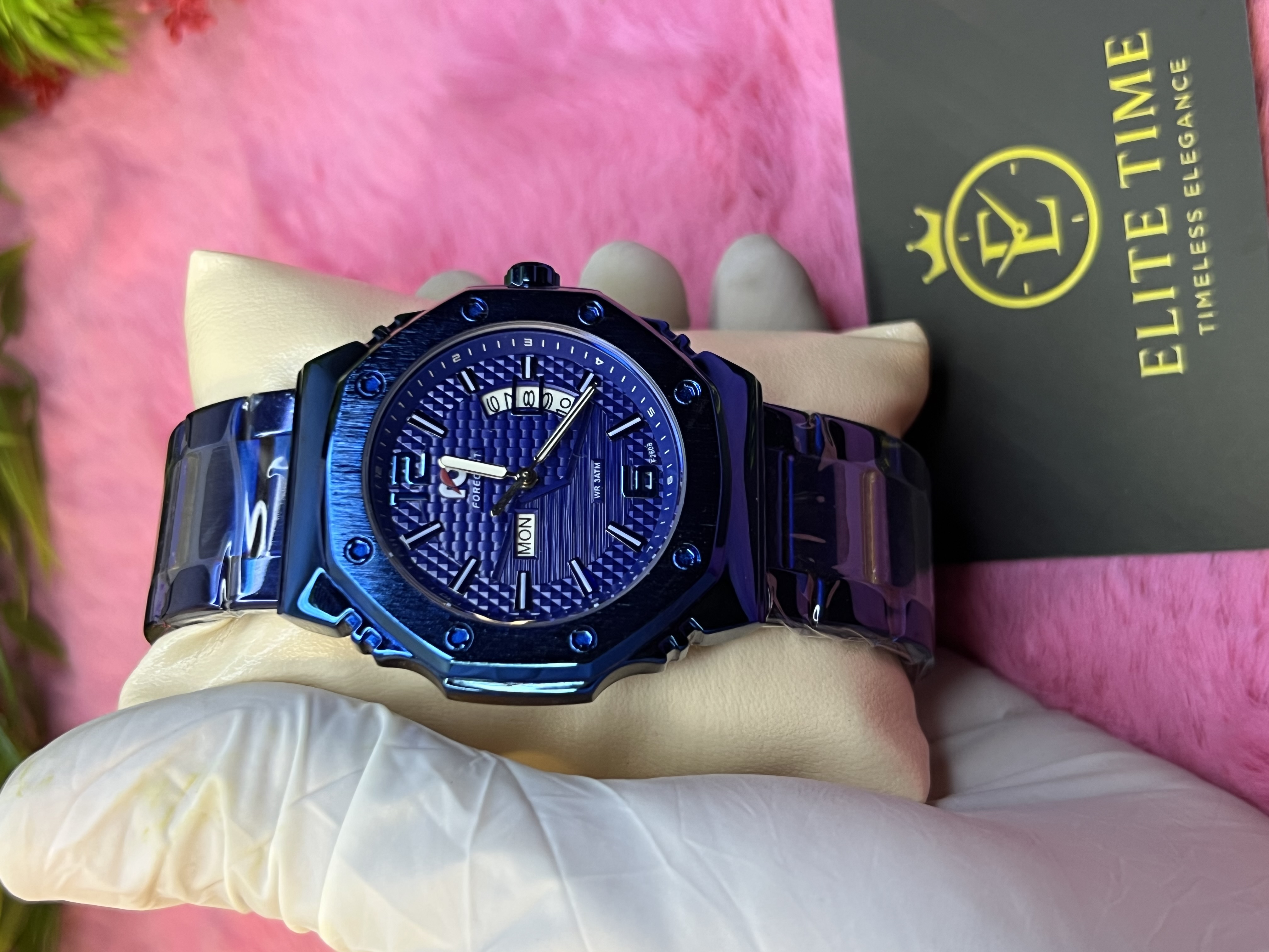 Forecast Royal Blue Octagonal Men's Stainless Steel Watch